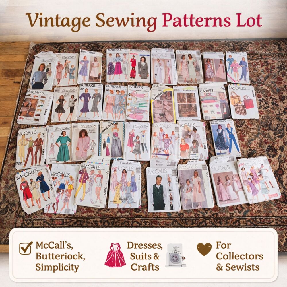 Huge Lot Vintage Sewing Patterns Mixed Brands Simplicity McCalls Butterick Vogue